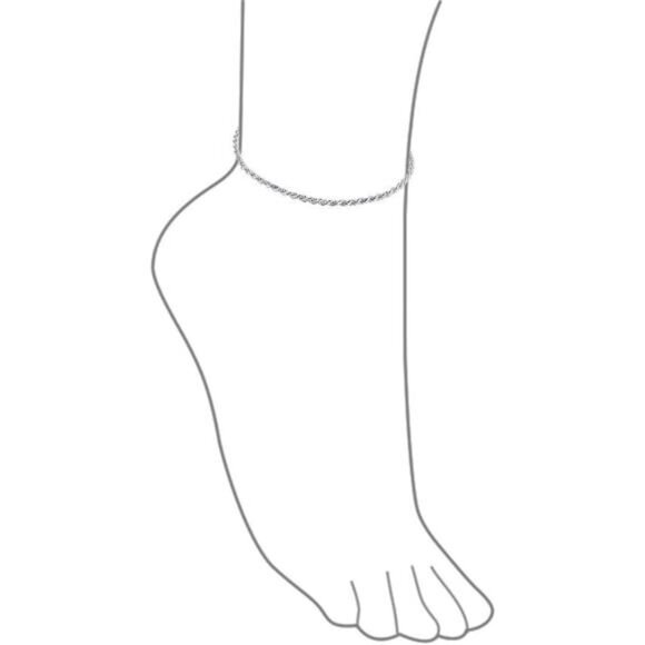 Diamond-Cut Figaro,Rope Chain Anklet Ankle Bracelet For Women Teen silver Plated - Picture 3 of 5